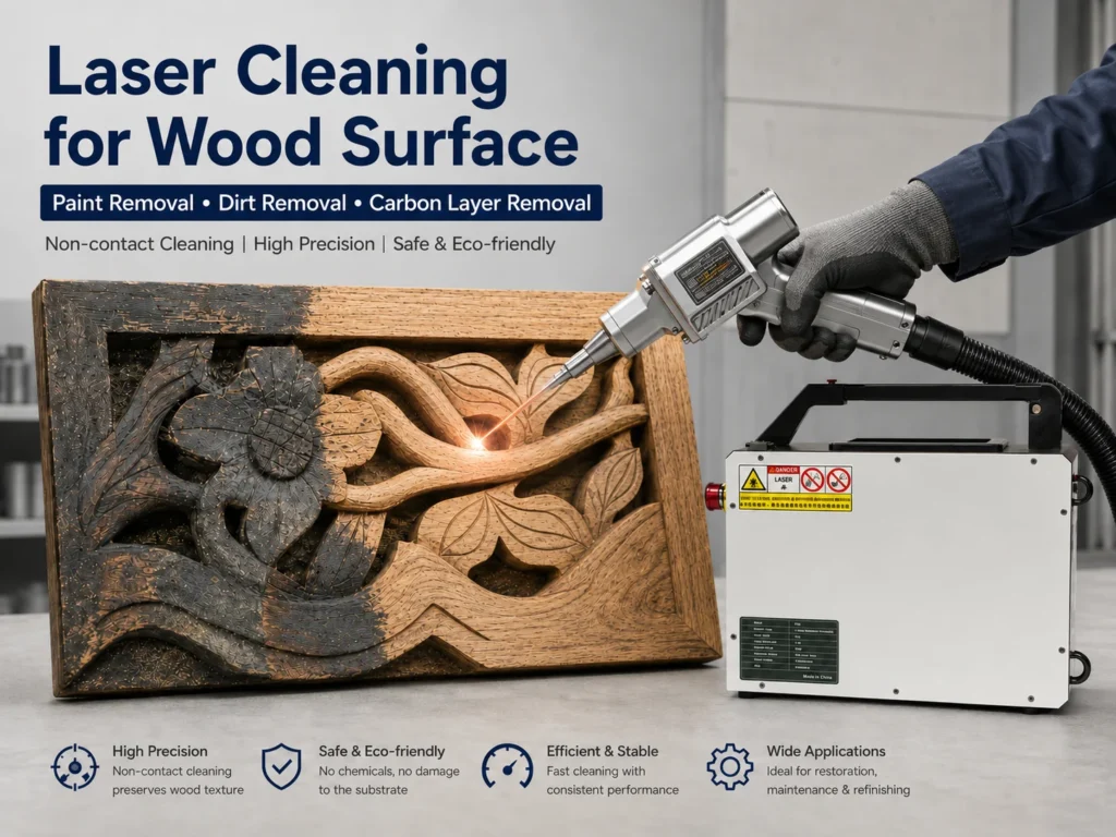 Handheld wood laser cleaning sample