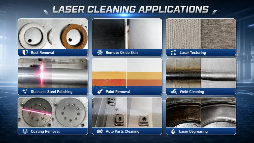 Material laser cleaning