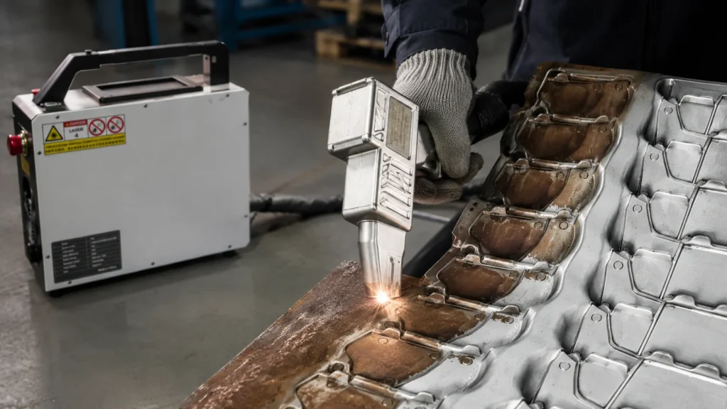 Oxide weld mold laser cleaning