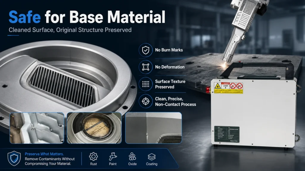 Laser cleaning substrate safety