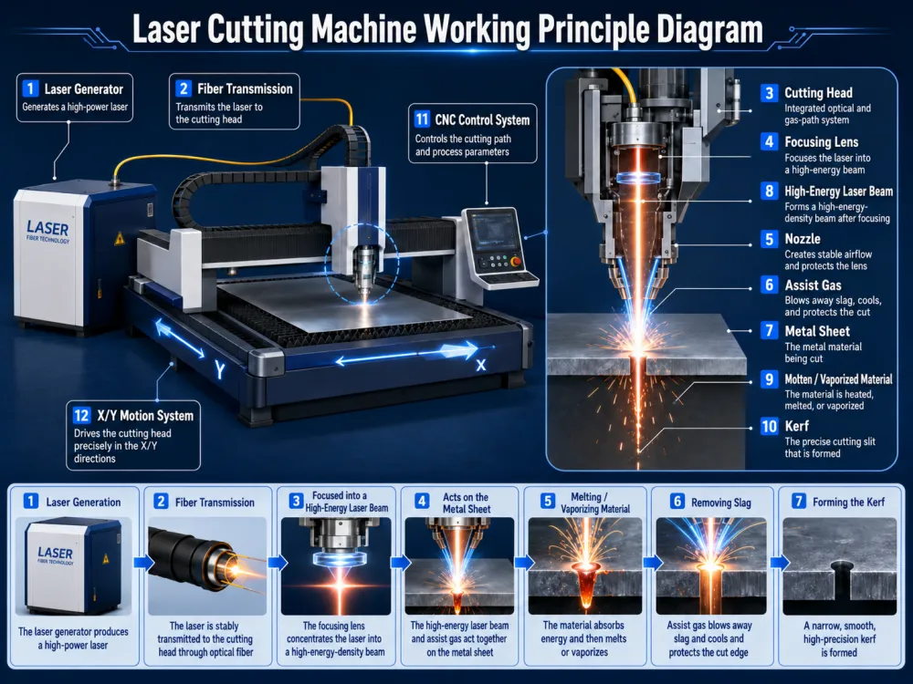 Laser cutting machine working principle diagram