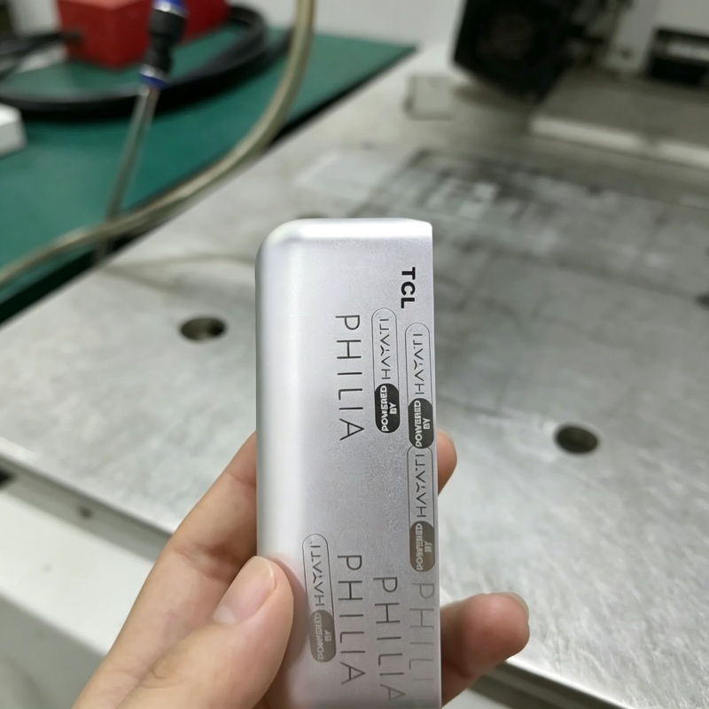 Stainless steel part marked with a fiber laser