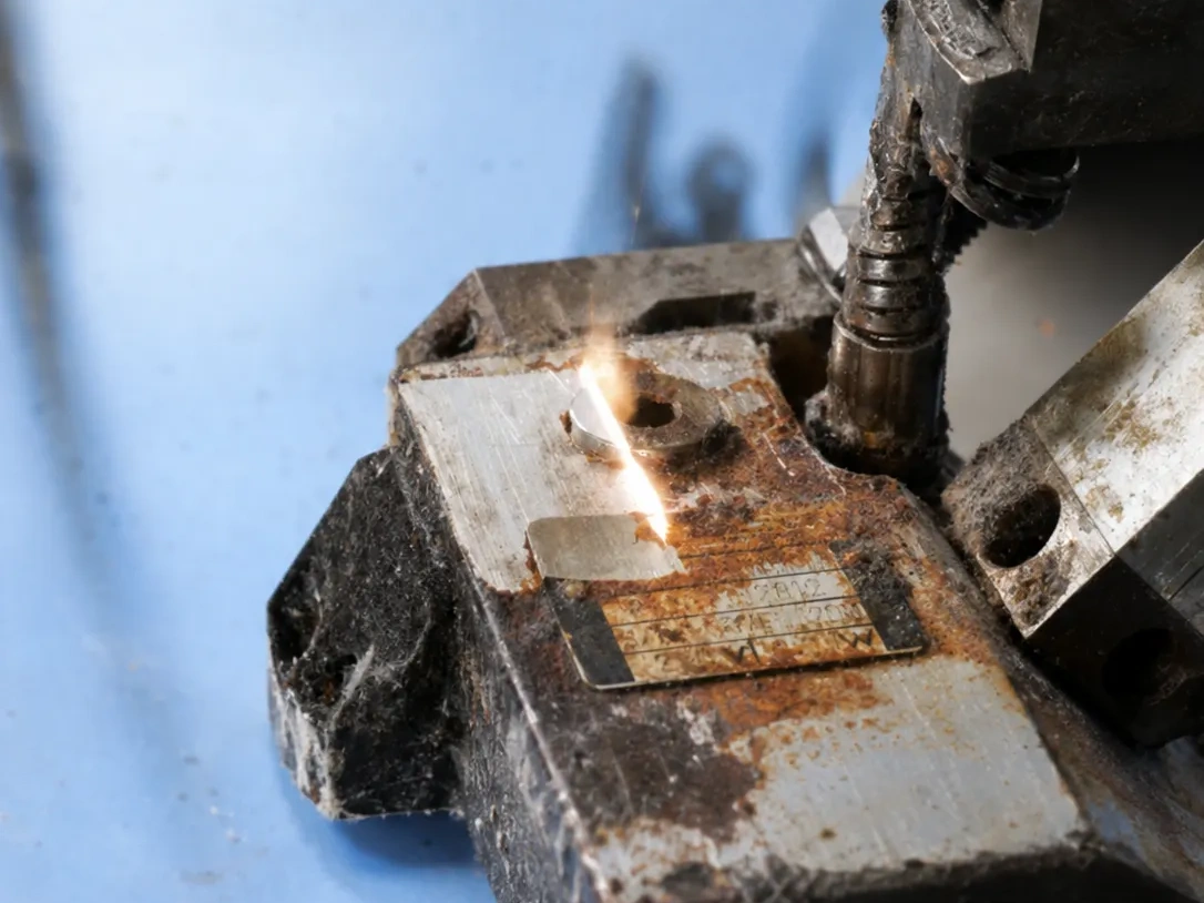 Surface cleaned by a continuous laser cleaning machine