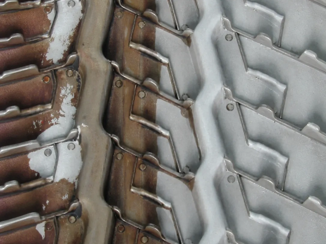 Surface cleaned by a continuous laser cleaning machine